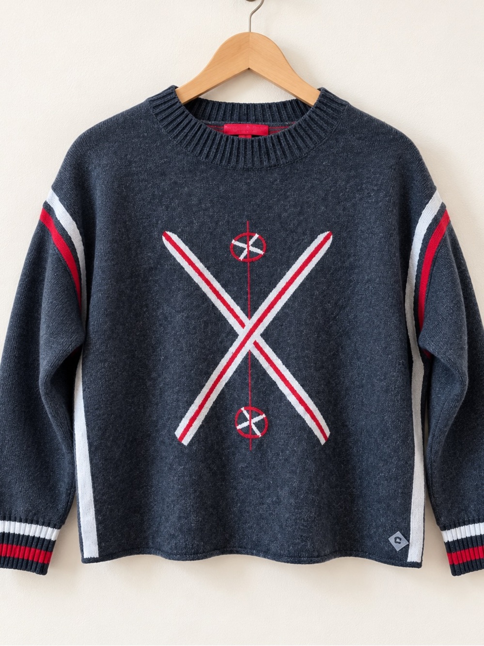 Krimson Klover Charcoal Gray Crossed Ski Crewneck Sweater Size XL